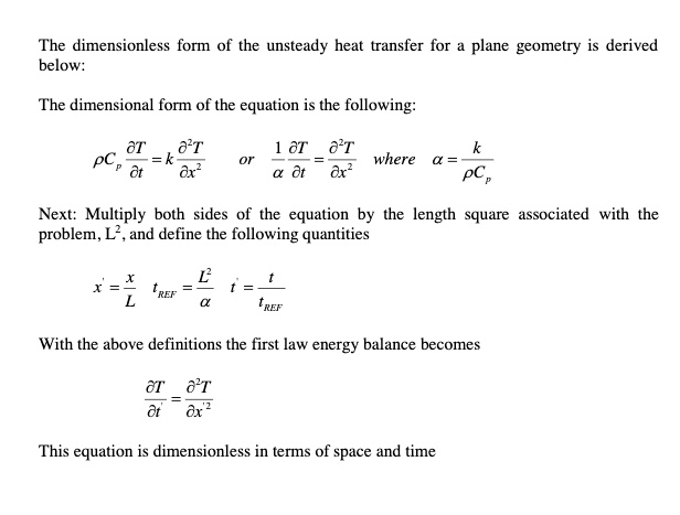 Solved: The Dimensionless Form Of The Unsteady Heat Transfer For Plane 