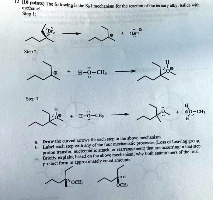 12 10 points the following is the sr mechanism for the reaction of the ...