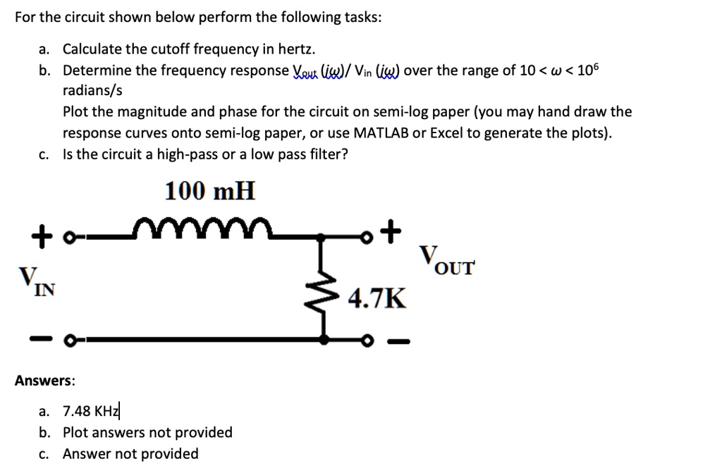 SOLVED For the circuit shown below, perform the following tasks a