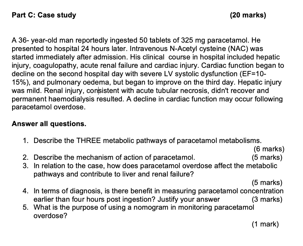 SOLVED Part C Case study (20 marks) A 36yearold man reportedly