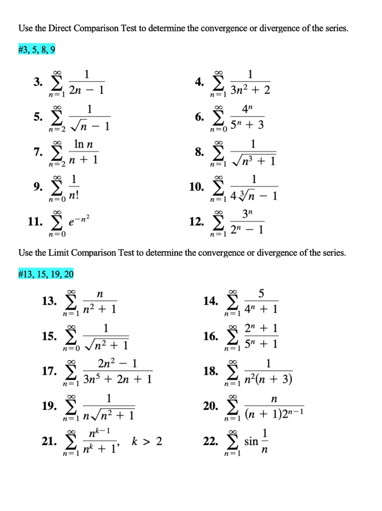 Solved Use The Direct Comparison Test To Determine The Convergence Or Divergence Of The Series 3 5 8 9 3 2 4 2n 2 3n2 2 4n 5 2 6 2 5 3