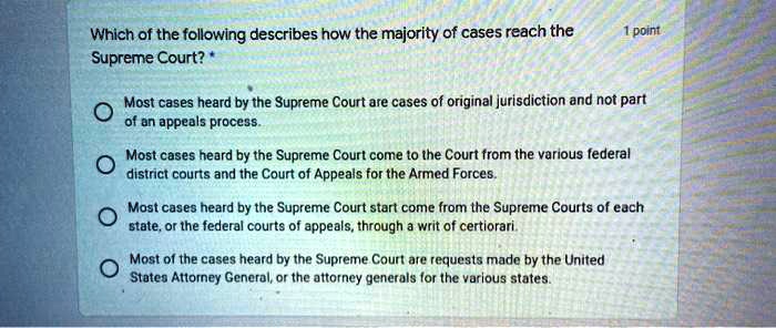 SOLVED Which of the following describes how the majority of cases