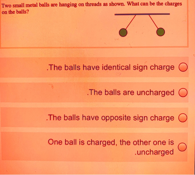 SOLVED Two small metal balls are hanging on threads as shown. What can