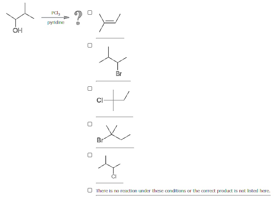 Solved Pcl3 Pyridine Oh There Is Rio Reaction Under These Conditions Or Trie Correct Produc Is Not Listed Here