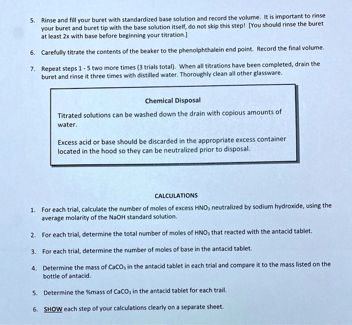 SOLVED Rinse and fill your buret with standardized base solution and