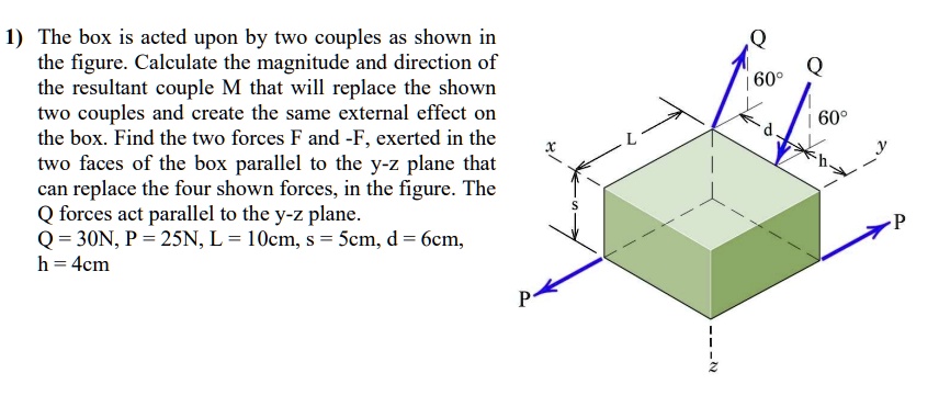 SOLVED: Texts: 1) The box is acted upon by two couples as shown in the ...