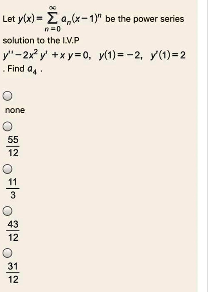 Let Y X E An X 1 Be The Power Series N 0 Solution Itprospt