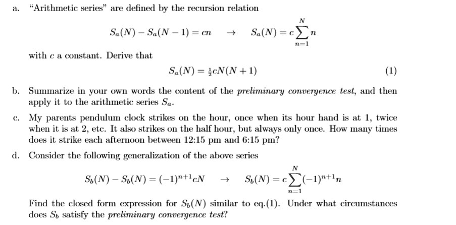 Solved Arithmnetic Series Are Defined By The Recursion Relation Sa N Sa N V C Sa N With A A Constant Derive That Sa N Cn N Sumnmarize In Your Owil Words Solved Arithmnetic Series Are Defined By The Recursion Relation Sa N Sa N V C Sa N With A A Constant Derive That Sa N Cn N Sumnmarize In Your Owil Words