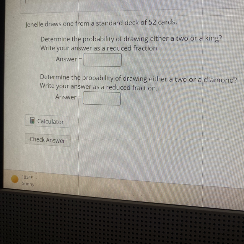 SOLVED Jenelle draws one from a standard deck of 52 cards. Determine