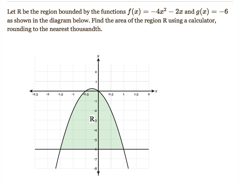 SOLVED:Let R be the region bounded by the functions f(c) Ax? 2c and g(c ...