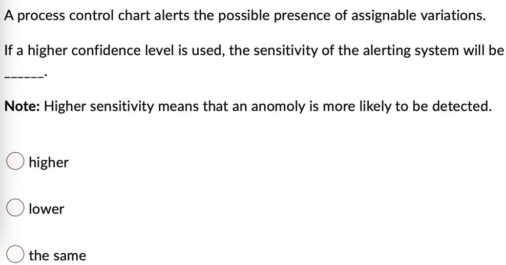 SOLVED: A process control chart alerts the possible presence of ...