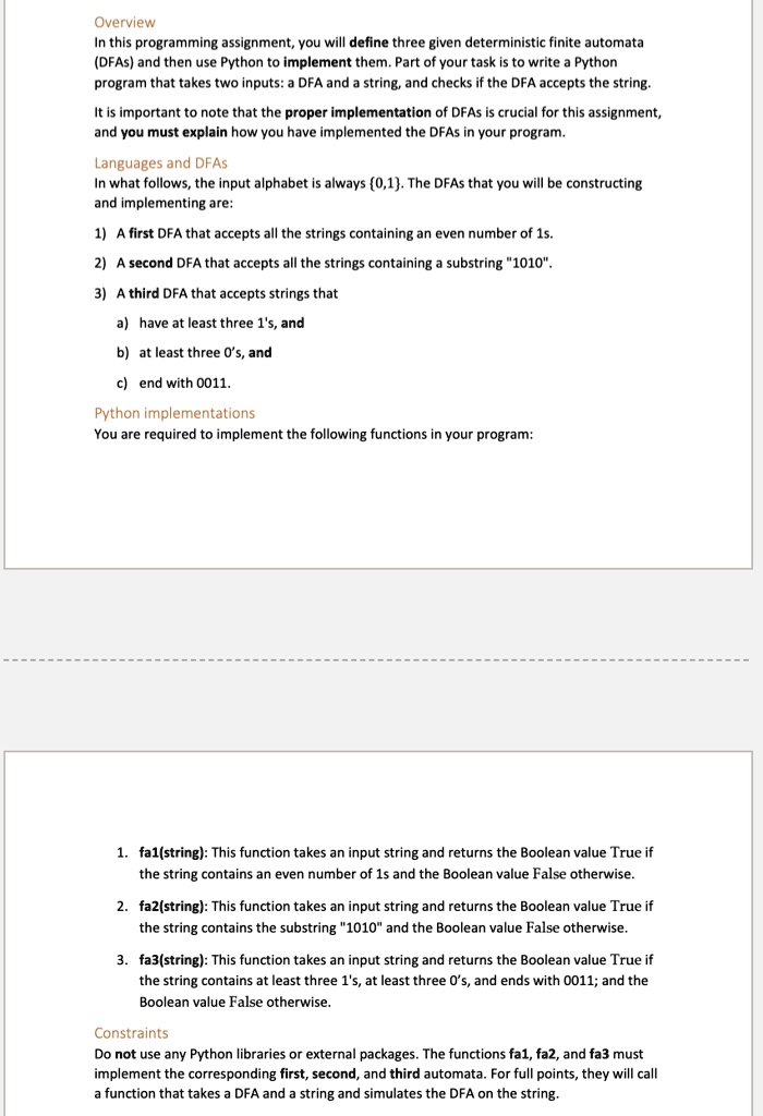 overview in this programming assignment you will define three given ...