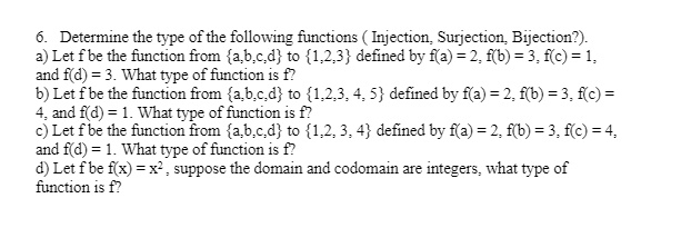 SOLVED: Determine The Type Of The Following Functions: Injection ...