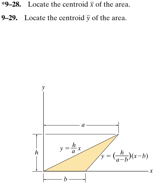 9 28 locate the centroid barx of the area 9 29 locate the centroid bary of the area y h a y frachax y fracha bx b b x 88963