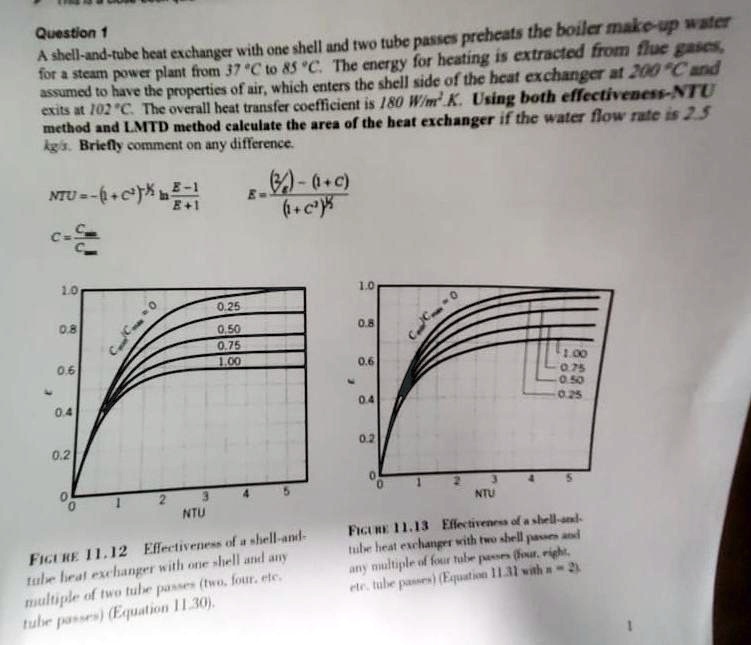 SOLVED Exits at 102Â°C. The overall heat transfer coefficient is 180 W