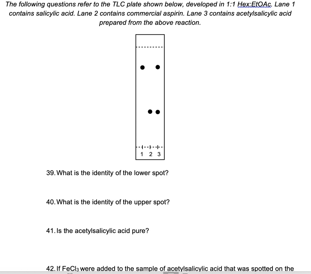 SOLVED The following questions refer to the TLC plate shown below