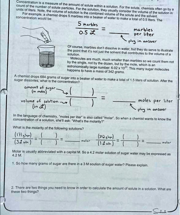 concentration count ol the measure of the amount of solute within a units of nwoteer of solute particles for the solution solutalv forsthe solute chemists otten go bya liters note the volume 50462