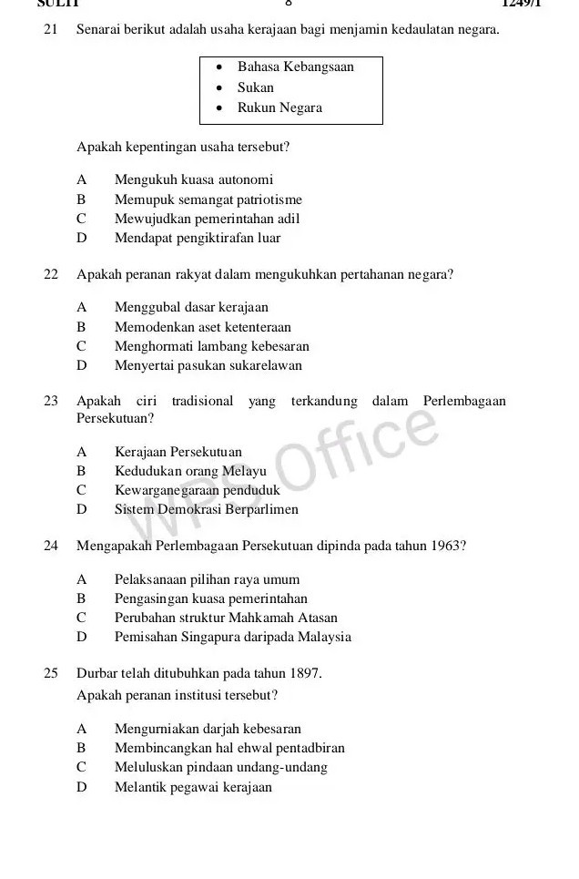 SOLVED: 21 Senarai Berikut Adalah Usaha Kerajaan Bagi Menjamin ...