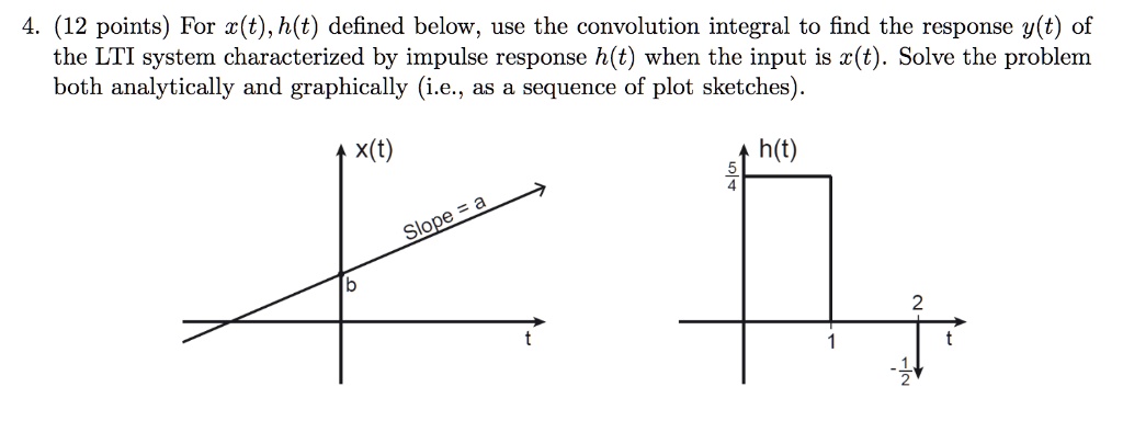 SOLVED: For x(t) and h(t) defined below, use the convolution integral ...