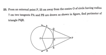 23 from an external point p 25 mathrmcm away from the centre o of ...