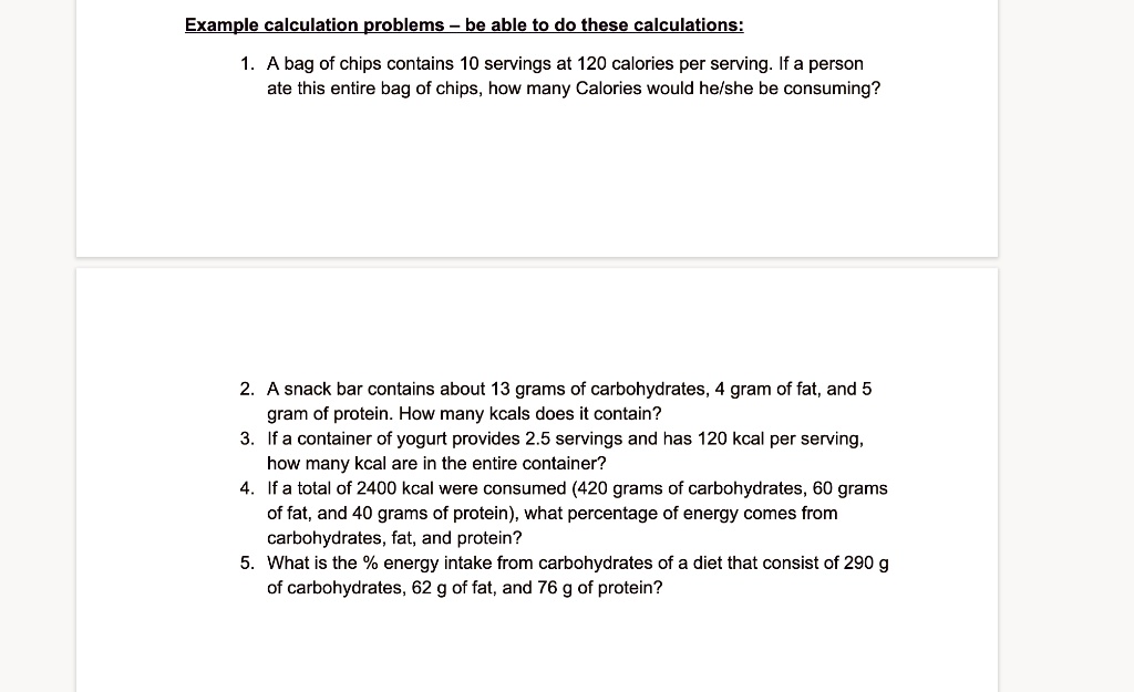 SOLVED Example calculation problems to be able to do these