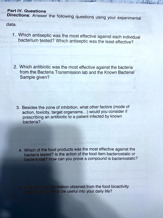 SOLVED Part IV. Questions Directions Answer the following questions
