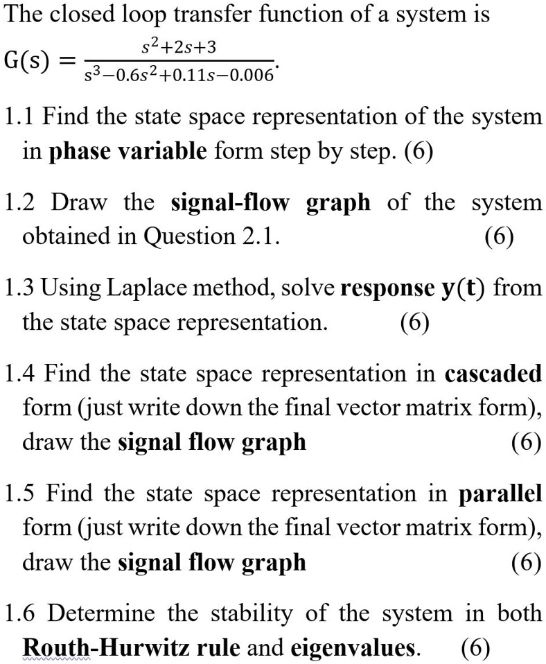 Solved QUESTION 2 Determine the state variable model of the