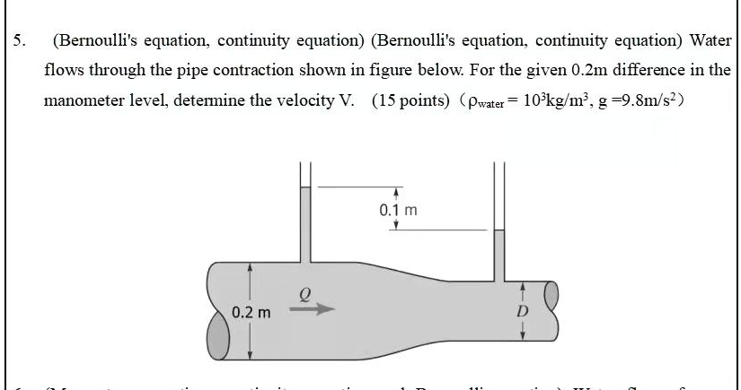 (Bernoulli's equation, continuity equation) Bernoulli's equation ...