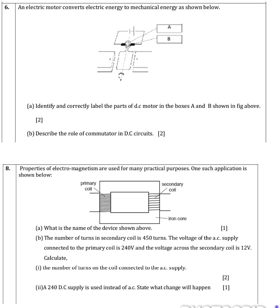 SOLVED An electric motor converts electric energy to mechanical energy as shown below A B (a