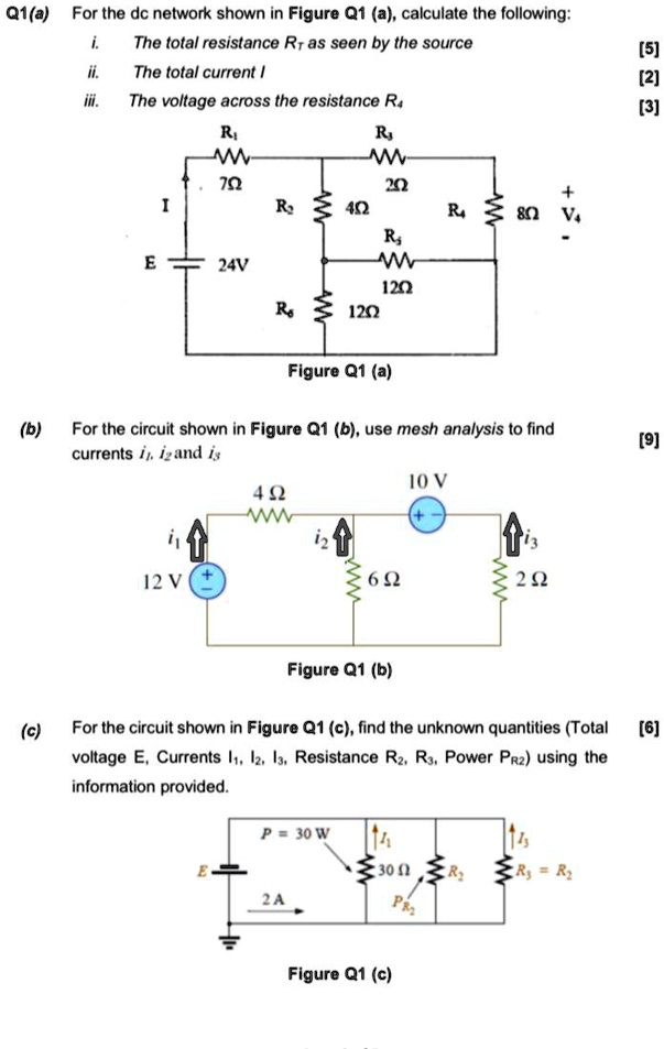 SOLVED: A1(a) For The Dc Network Shown In Figure Q1 (a), Calculate The ...