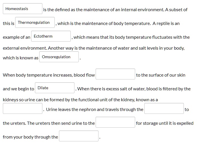 SOLVED Homeostasis is defined as the maintenance of an internal