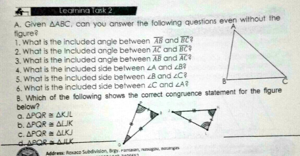 VIDEO solution: Learning Task 2A. Given ABC, can you answer the ...