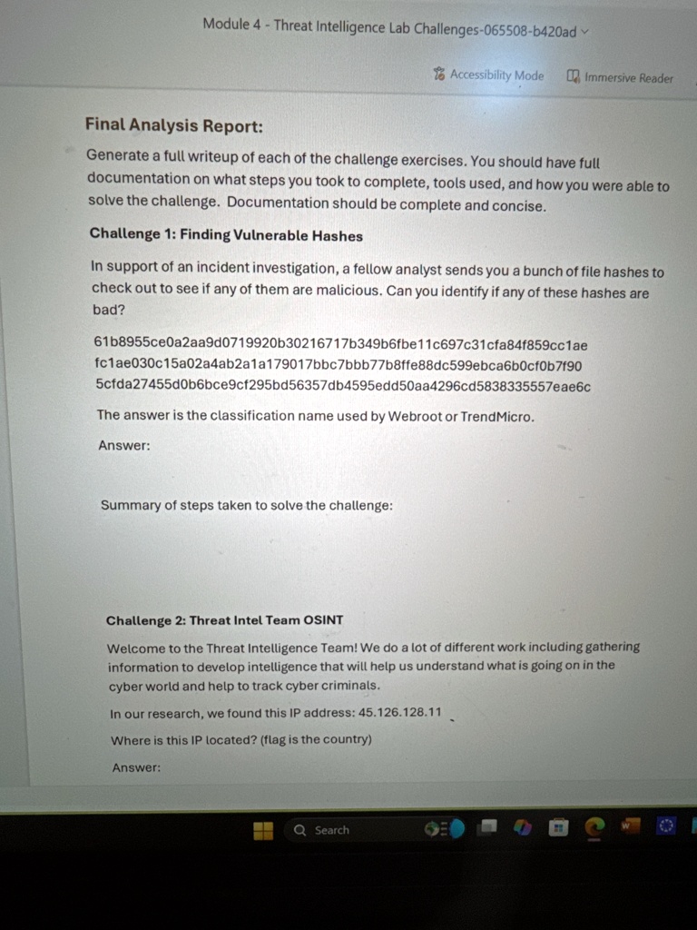 module 4 threat intelligence lab challenges 065508 b420ad accessibility ...