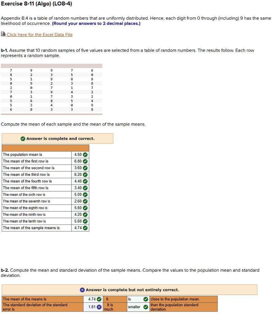 SOLVED: Exercise 8-11 (Algo) (LO8-4) Appendix B.4 Is Table Of Random ...