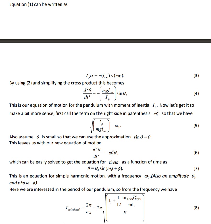 SOLVED: Equation (1) can be written as Ipa = âˆš(lcm) Ã— (mg). By using ...