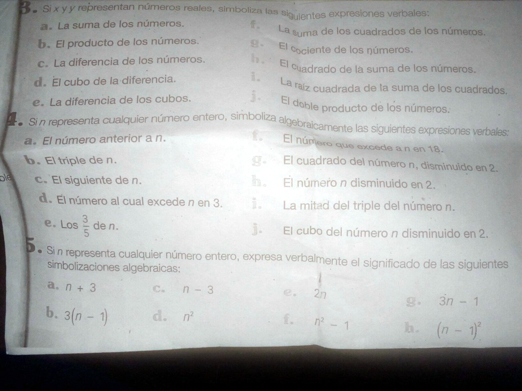 Matematicas 20 Puntos 3 Si X Y Y Representan Números Reales Simboliza ...