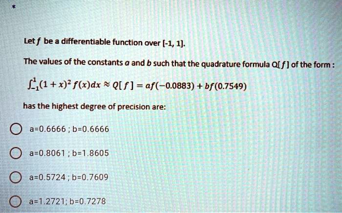 let f be a differentiable function over 11 the values of the constants
