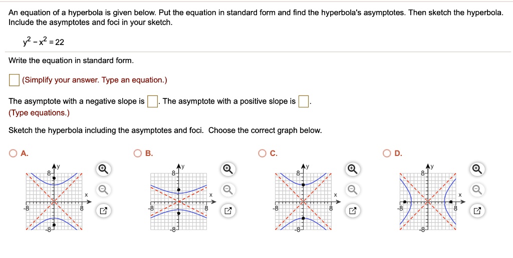 Solved An Equation Of A Hyperbola Is Given Below Put The Equation In