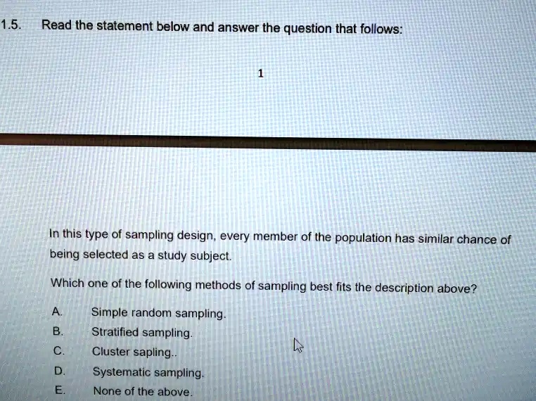 1.5. Read the statement below and answer the question that follows: 1 ...