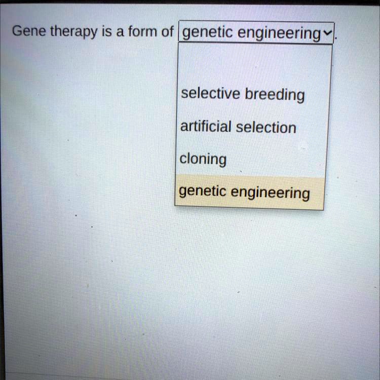 SOLVED 'Gene therapy is a form of Selective breeding Artificial
