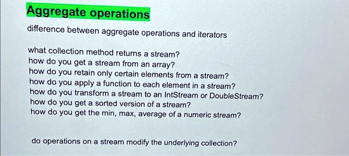 Aggregate operations difference between aggregate operations and ...