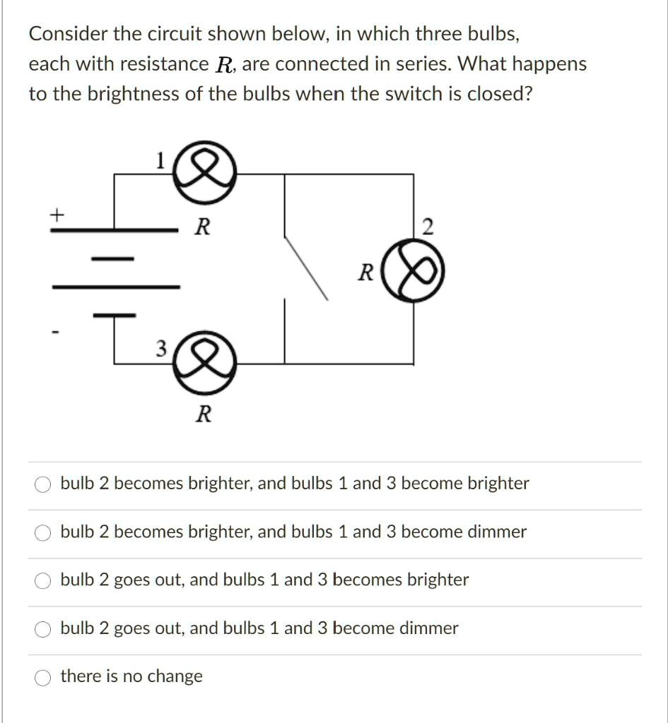SOLVED Consider the circuit shown below, in which three bulbs; each