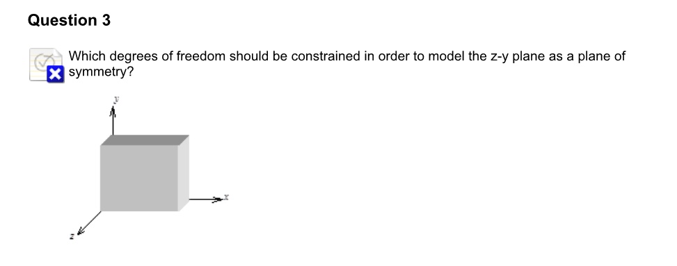 Which degrees of freedom should be constrained in order to model the z-y plane as a plane of symmetry?