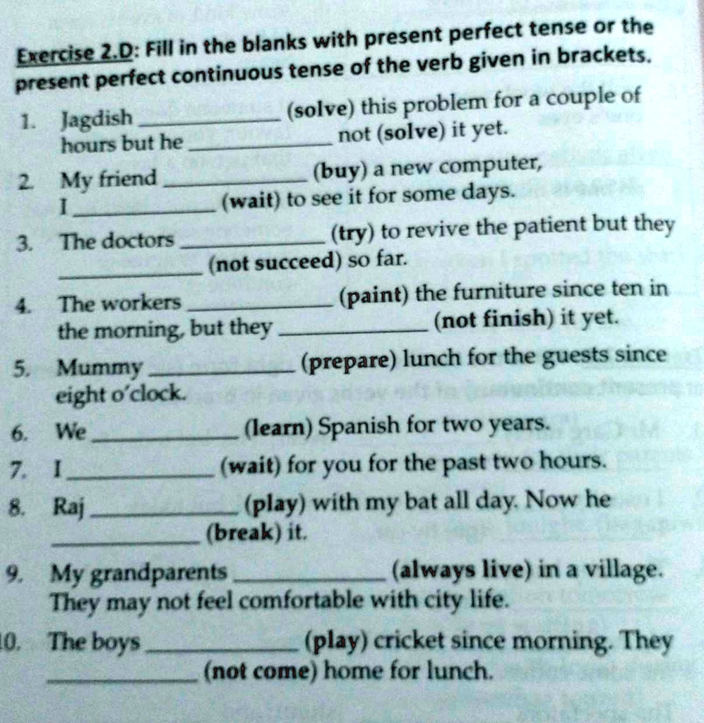 Exercises For Present Perfect Continuous Tense - Infoupdate.org