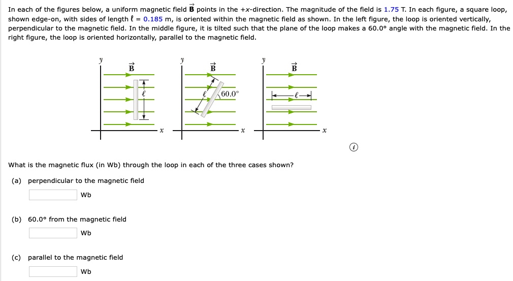 SOLVED: In each of the figures below, uniform magnetic field B points ...