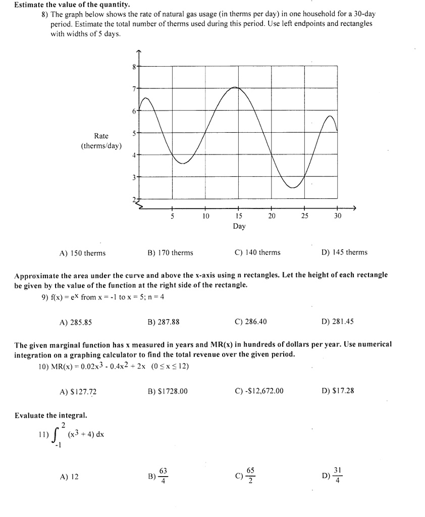 SOLVED: Estimate the value of the quantity. 8) The graph below shows ...