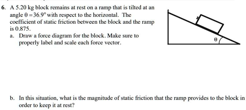 SOLVED: A 5.20 kg block remains at rest 0n a ramp that is tilted at an ...