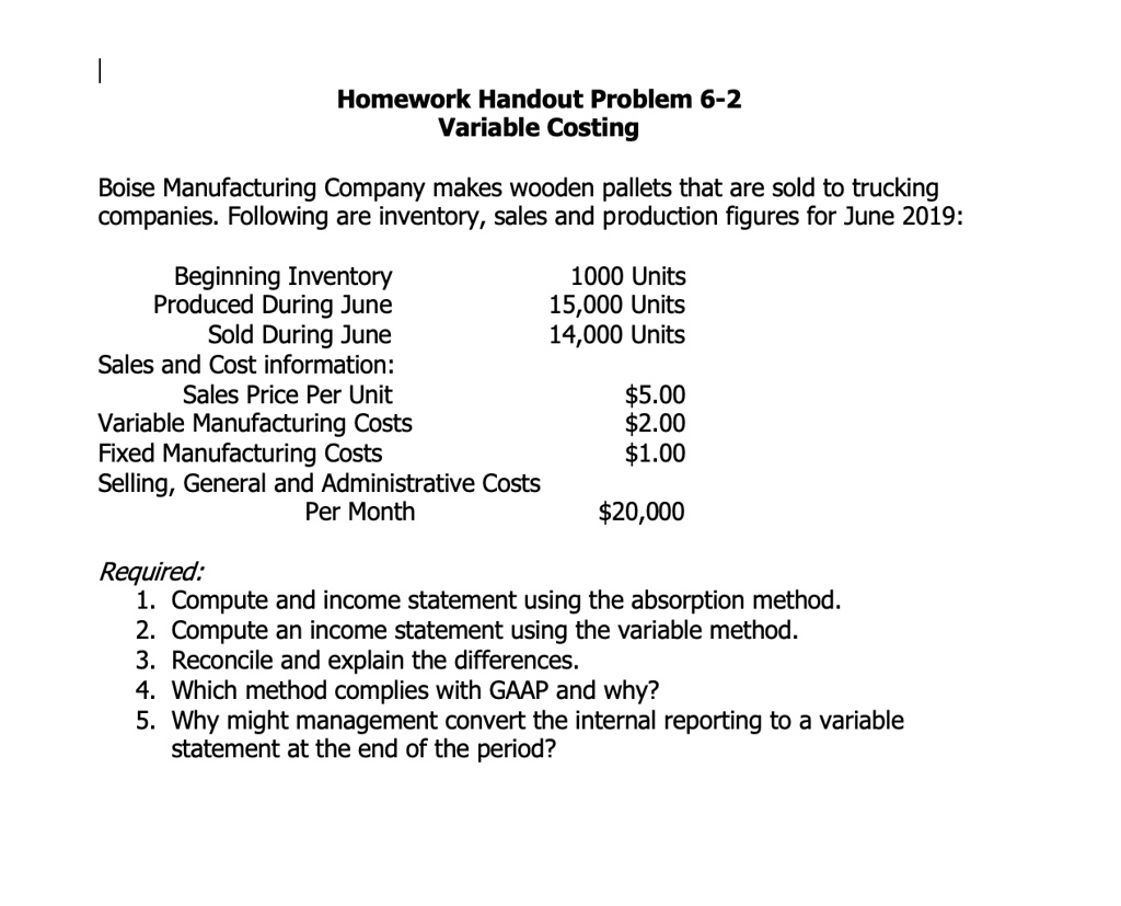 why is variable costing not allowed for gaap reporting