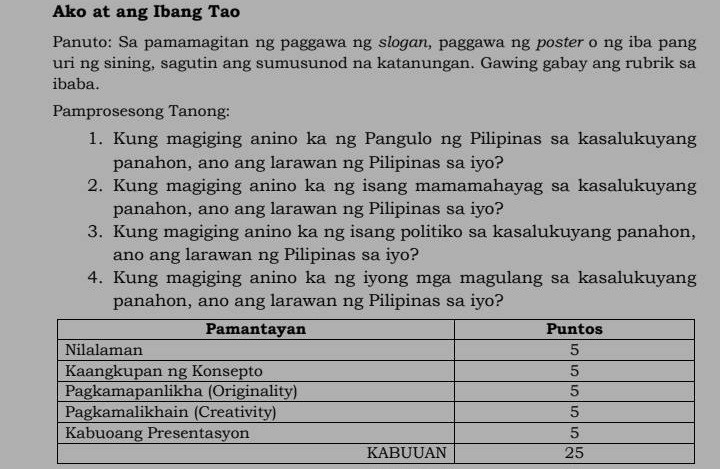 SOLVED: Ako At Ang Ibang Tao Panuto: Sa Pamamagitan Ng Paggawa Ng ...