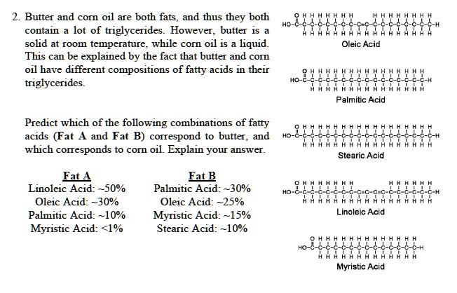 SOLVED: Butter and corn oil are both fats, and thus they both contain a